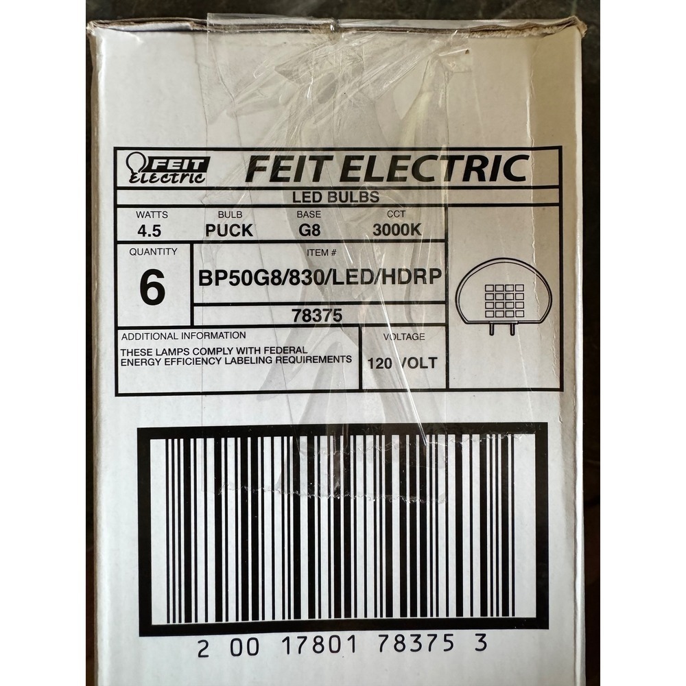 Feit Electric 6 Pack G8 LED Bulbs 50W Replacement 4.5W 3000K BP50G8/830/LED/HDRP